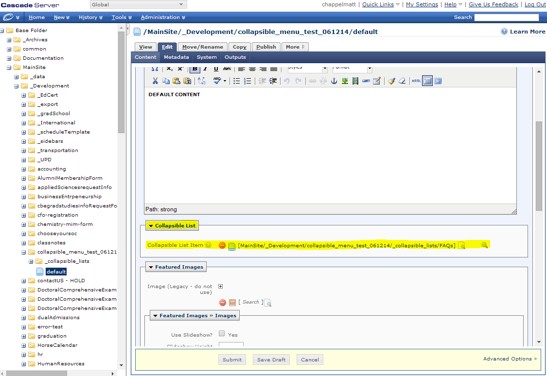 collapsible list section