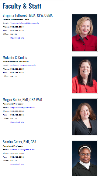 Faculty/Staff Page Index 