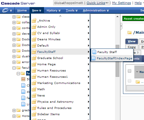 Faculty Staff index page