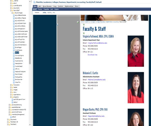 Faculty staff index page review