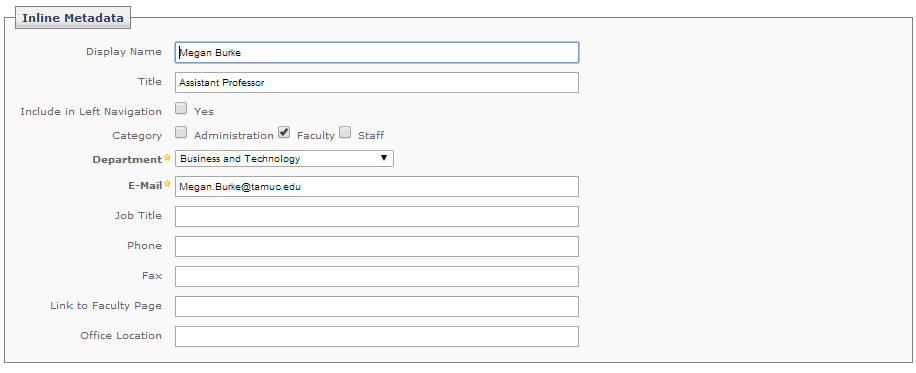 faculty staff profiles- inline metadata