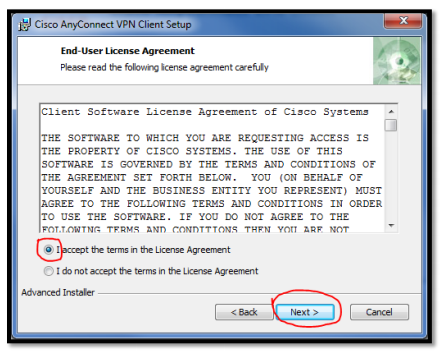 Select the next button