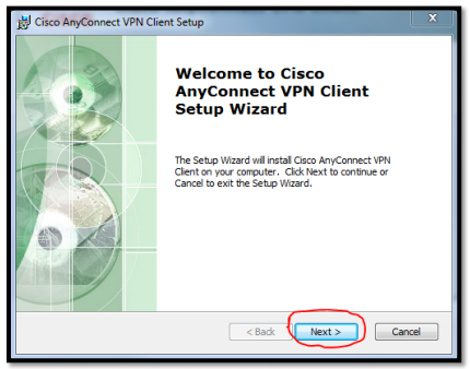Anyconnect VPN client wizard Click the next button