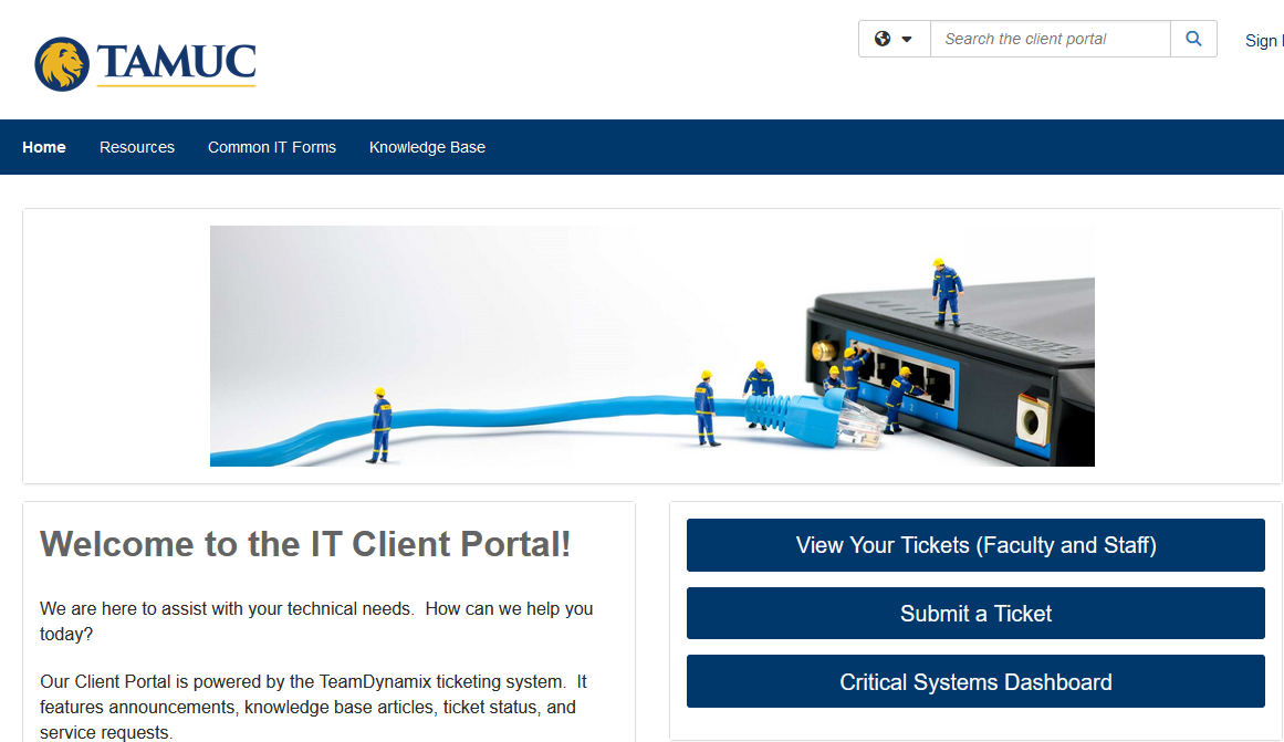 Client Portal Main Page