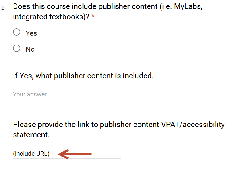 An image of the NOVA Google Form with the section in which to enter the VPAT highlighted